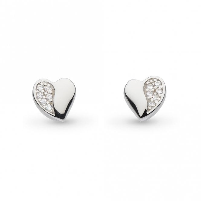 Silver Miniature Heart Stud Earrings by Kit Heath