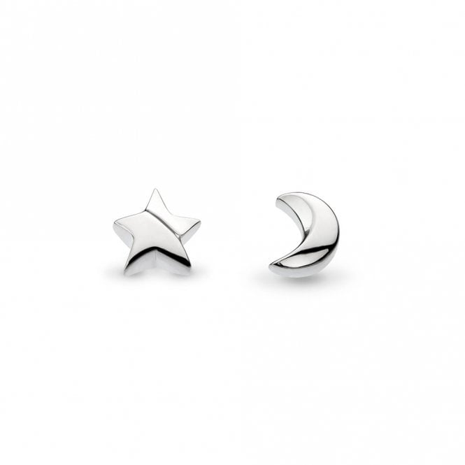 Silver Moon and Star Stud Earrings by Kit Heath
