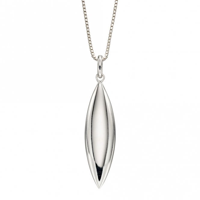 Silver Navette Shape Pendant and Chain