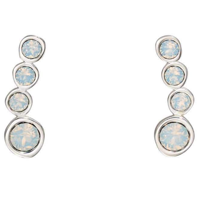 Silver opal crystal earrings