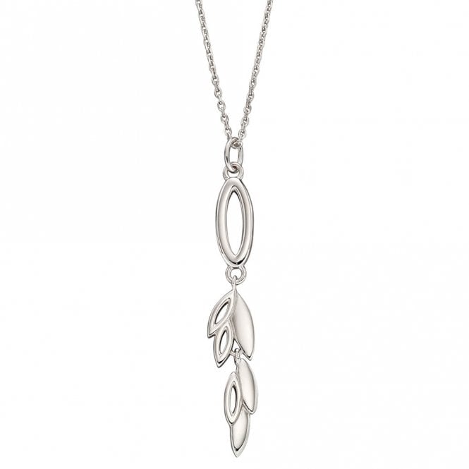 Silver Open Navette Drop Necklace