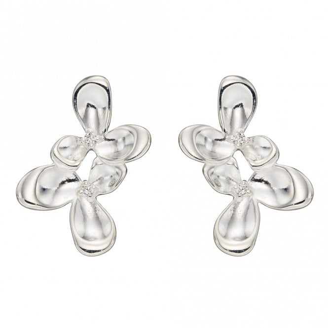 Silver Orchid Cluster Earrings