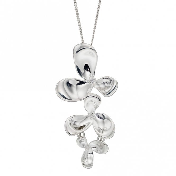 Silver Orchid Cluster Pendant and Chain