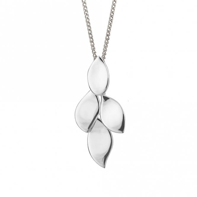 Silver Organic Petal Drop Pendant and Chain