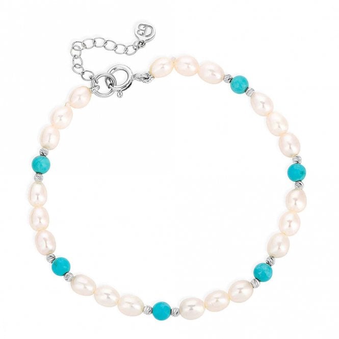 Silver Pearl and Turquoise Bracelet by Claudia Bradby