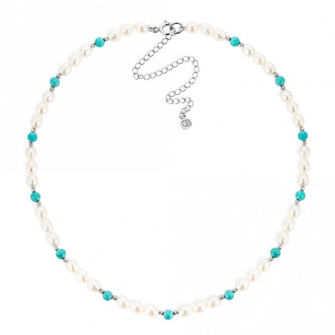 Silver Pearl and Turquoise Choker by Uno de 50