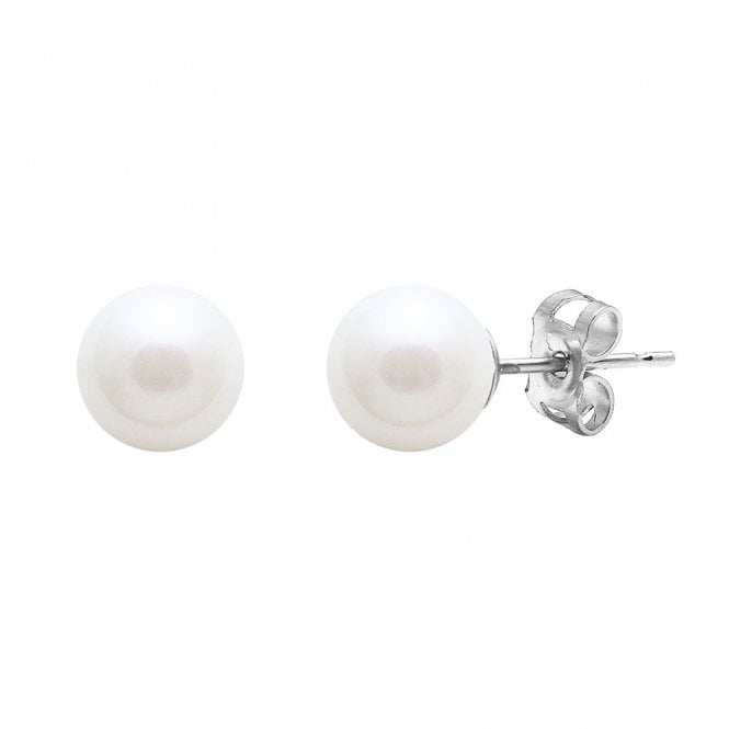 Silver pearl stud earrings