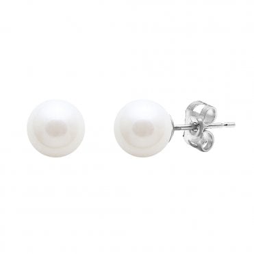 Silver pearl stud earrings