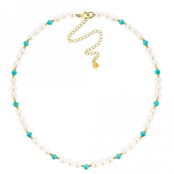 Silver Pearl & Turquoise Choker by Claudia Bradby