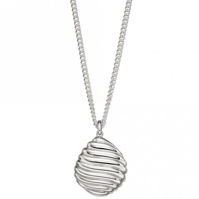 Silver pebble shell pendant and chain