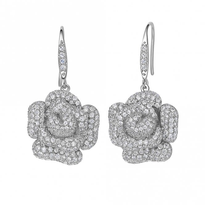 Silver Peony Drop Earrings by Fei Liu