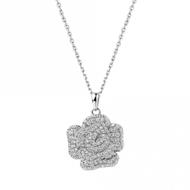 Silver Peony Pendant and Chain by Fei Liu