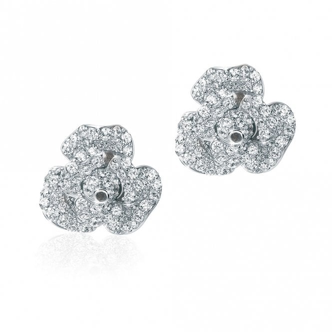 Silver Peony Stud Earrings by Fei Liu