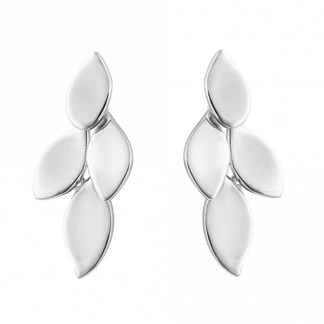 Silver Petal Drop Earrings