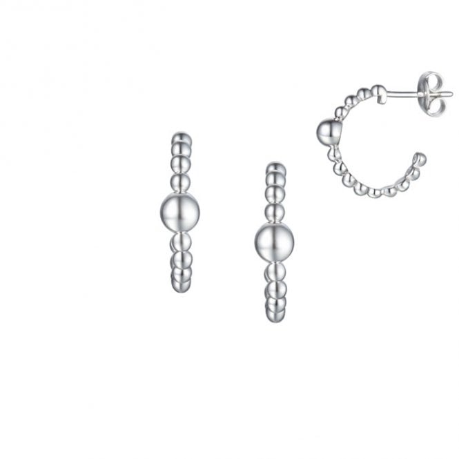 Silver Plain Bobble Hoop Earrings