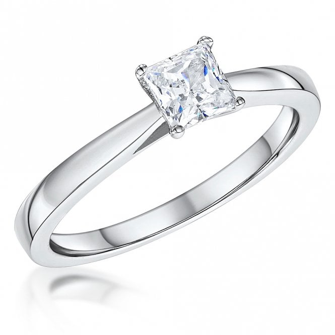 Silver Princess Cut Cubic Zirconia Ring by Jools