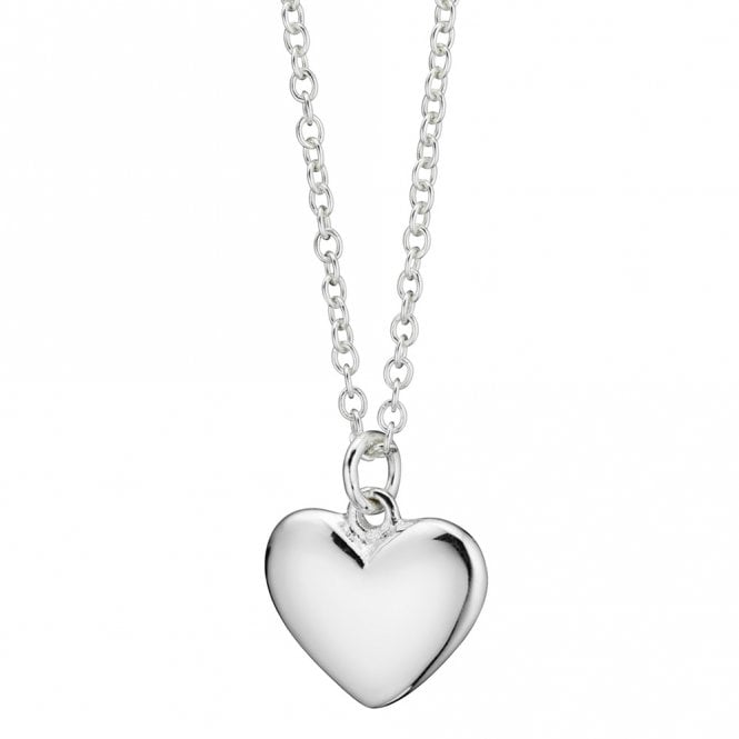 Silver puffed heart necklace