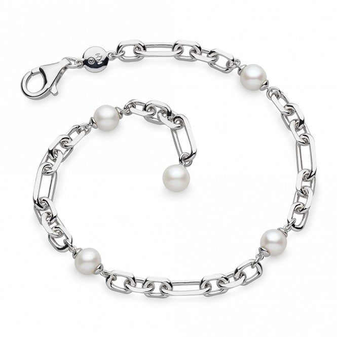 Silver Revival Astoria Figaro Chain and Pearl Bracelet