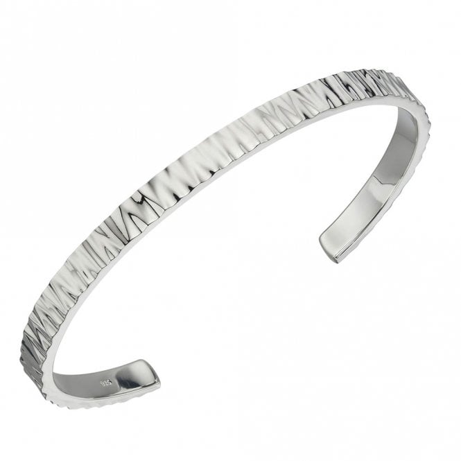 Silver Ripple Textured Cuff Bangle