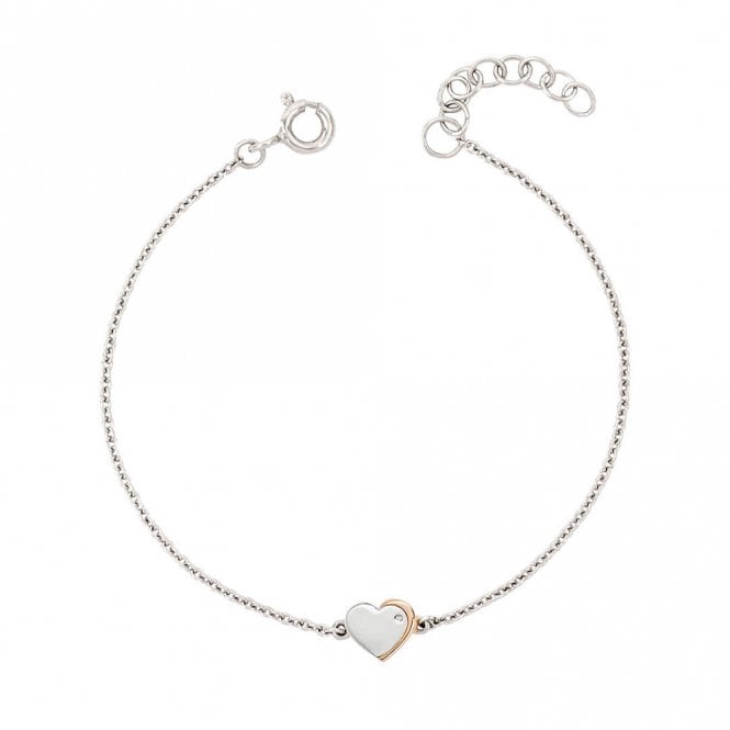 Silver Rose Gold Plated and Diamond Childs Heart Bracelet