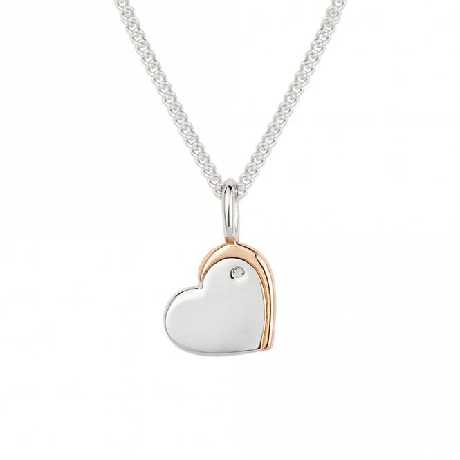 Silver Rose Gold Plated and Diamond Childs Heart Necklace