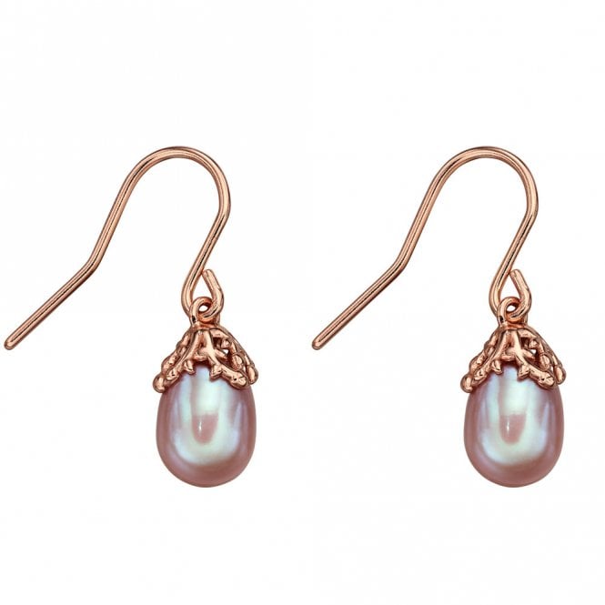 Silver rose gold plated pearl earrings