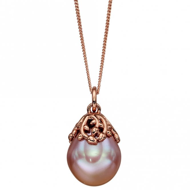 Silver rose gold plated pearl necklace.