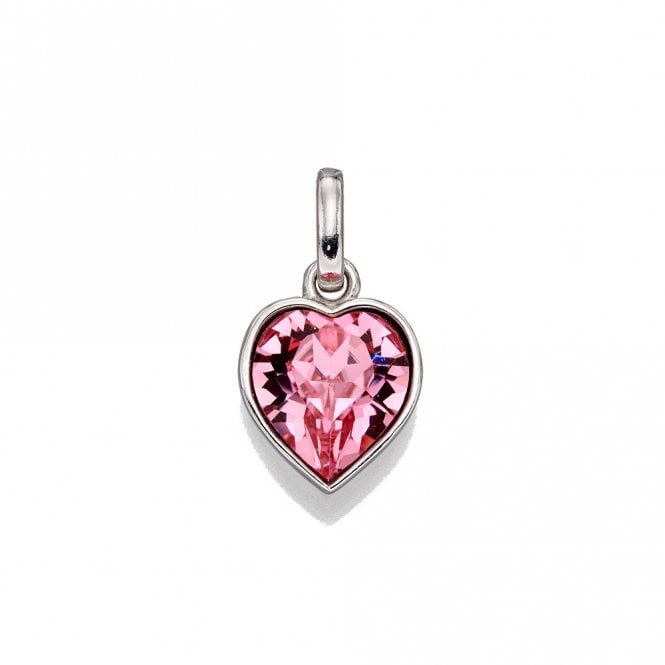 Silver rose Swarovski crystal heart pendant