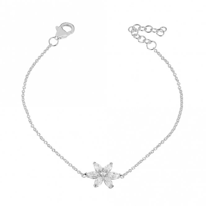 Silver Sparkle Flower Bracelet