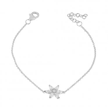 Silver Sparkle Flower Bracelet