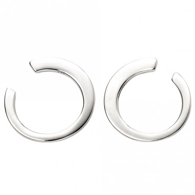 Silver split open circle earrings