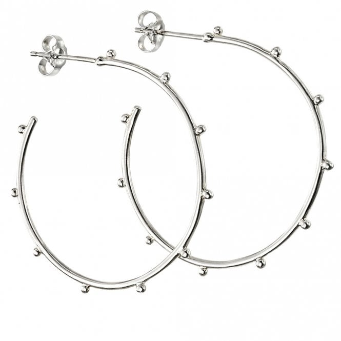 Silver studded hoop earrings