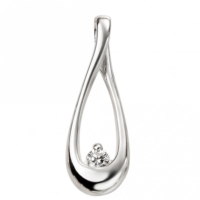Silver teardrop pendant and chain.