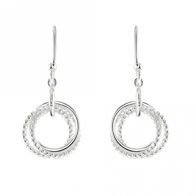 Silver triple circle drop earrings by Kit Heath