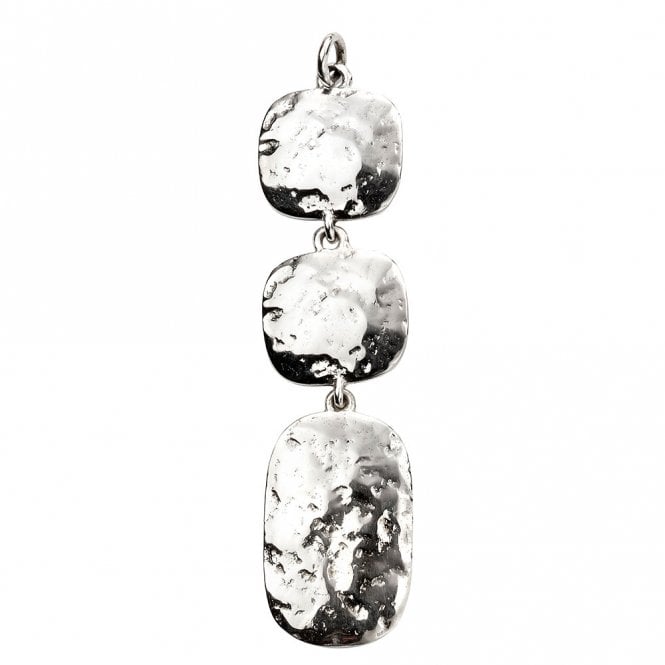 Silver triple hammered pendant and chain