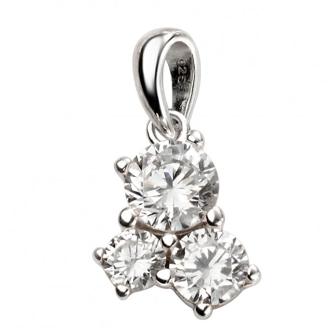 Silver triple stone pendant and chain