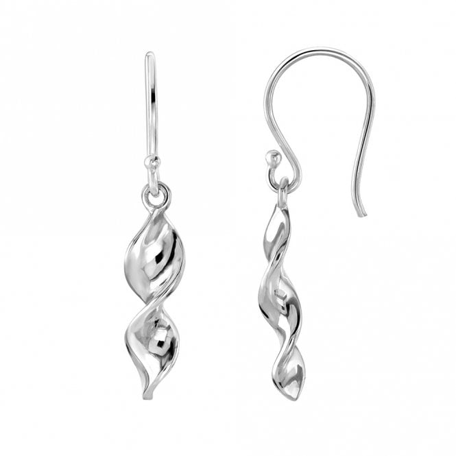 Silver twist drop earrings by Kit Heath