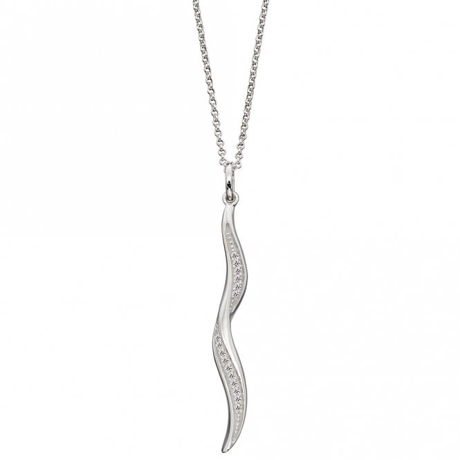 Silver twist long drop pendant and chain