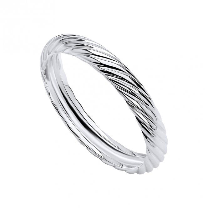 Silver twisted textured ring