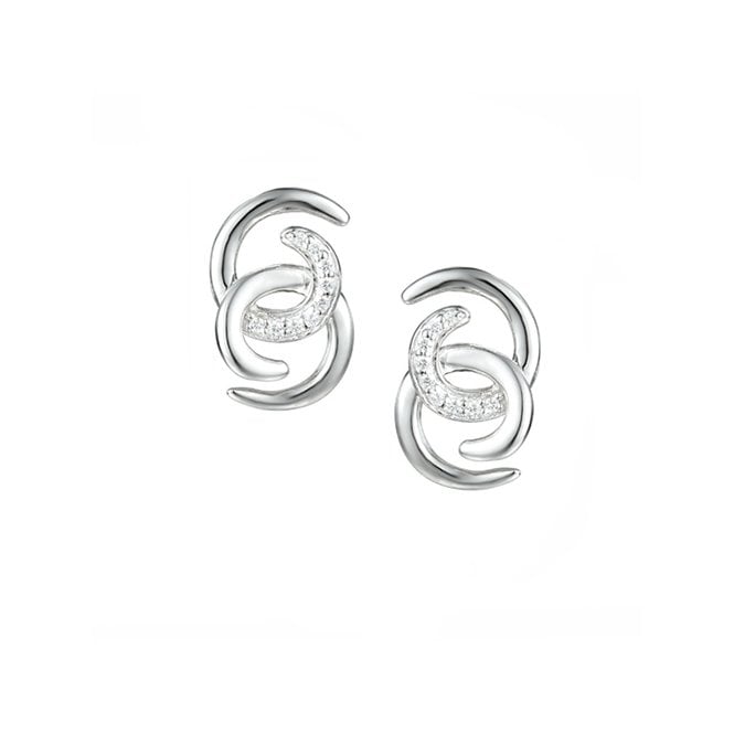 Silver two circle earrings