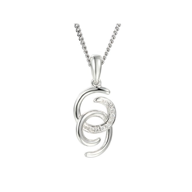 Silver two circle pendant and chain.