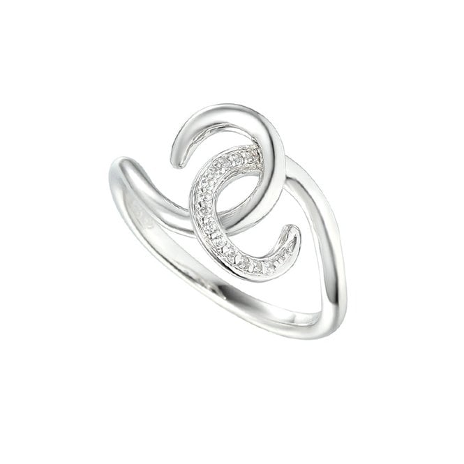 Silver two circles ring