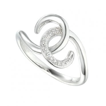 Silver two circles ring