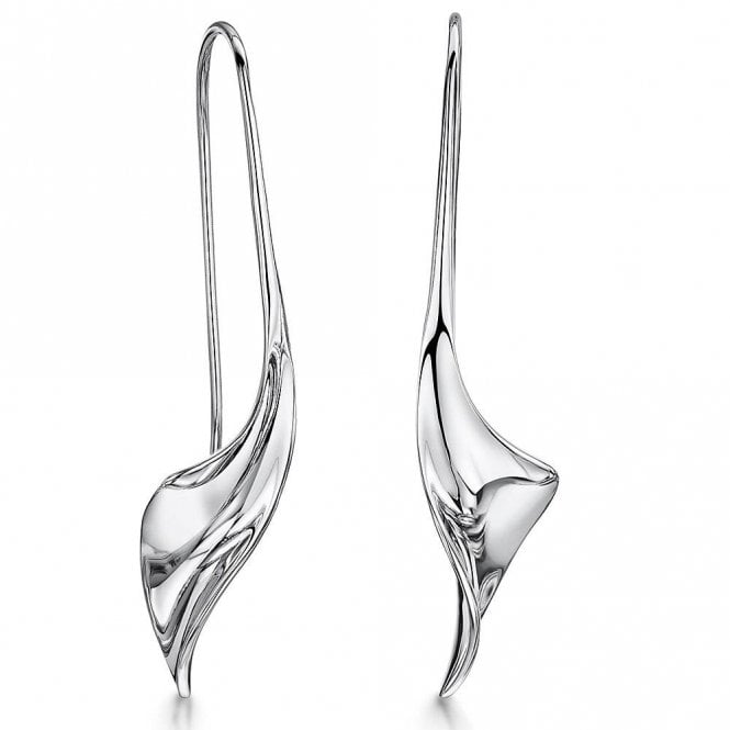 Silver wave hook drop earrings by Jenny Brown