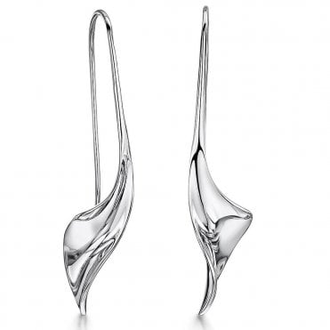 Silver wave hook drop earrings by Jenny Brown