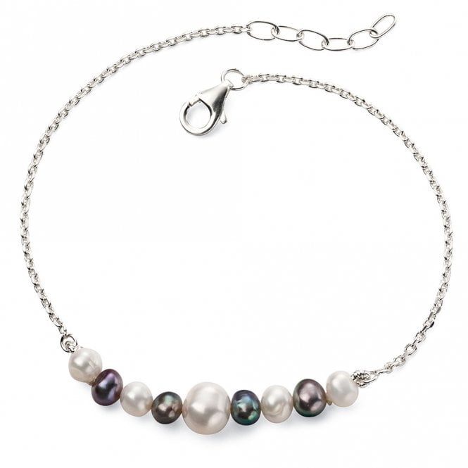Silver white and peacock pearl bracelet