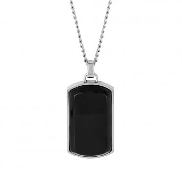 Stainless Steel and Black Onyx DogTag by Fred Bennett