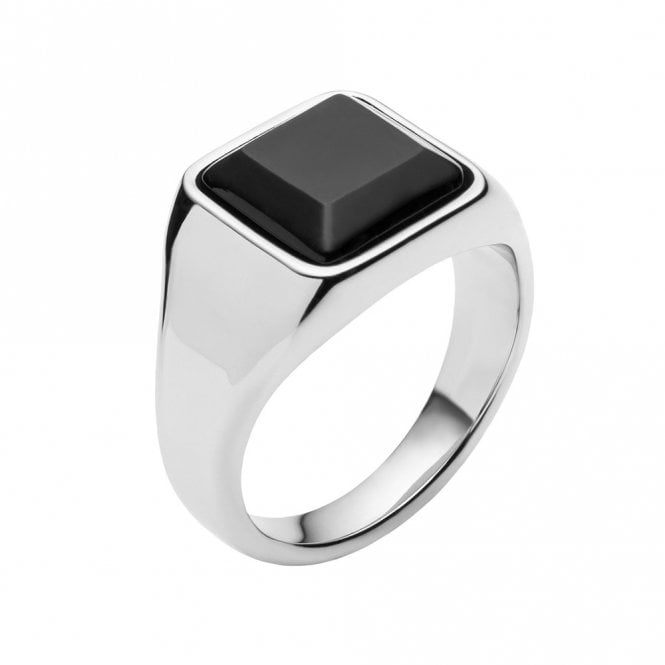 Stainless Steel and Black Onyx Ring by Fred Bennett