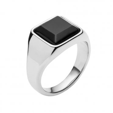 Stainless Steel and Black Onyx Ring by Fred Bennett