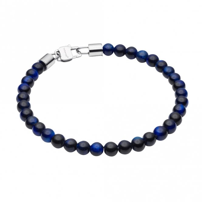 Stainless Steel and Blue Tigers Eye Bracelet by Fred Bennett